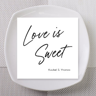 Love Is Sweet Simple Script Wedding Custom Names Napkin