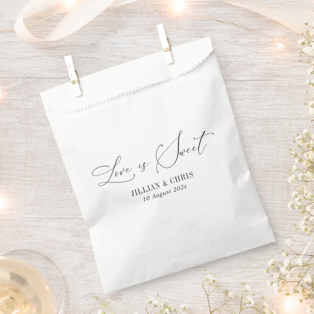 love is sweet simple script wedding favour bags (Clipped)