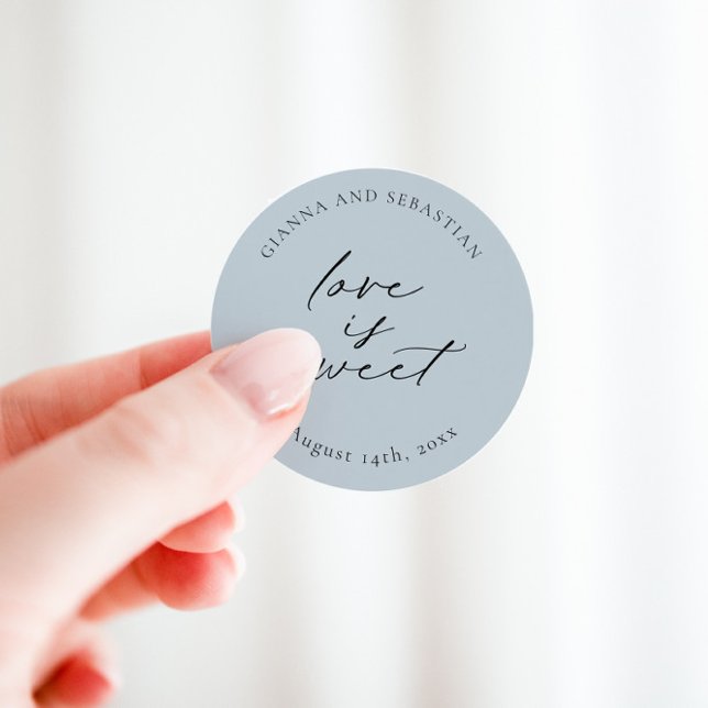 Love Is Sweet Sticker, Personalised Party Favour Classic Round Sticker (Creator Uploaded)
