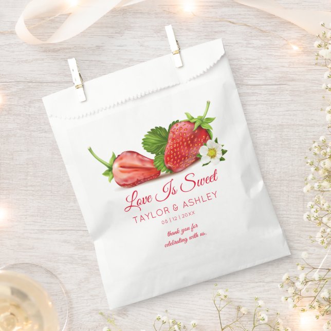 Love is Sweet Strawberry Fruit  Favour Bags (Clipped)