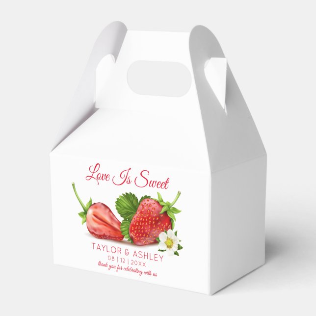 Love Is Sweet Strawberry Fruit | Wedding Favour Bo Box (Front Side)