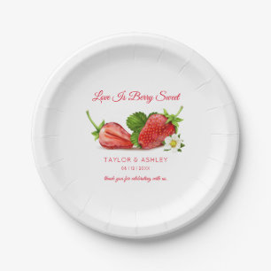 Love is Sweet Strawberry Fruit   Wedding Paper Plate