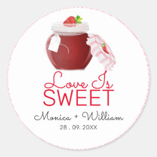 Love Is Sweet Strawberry Jam   Wedding Classic Round Sticker