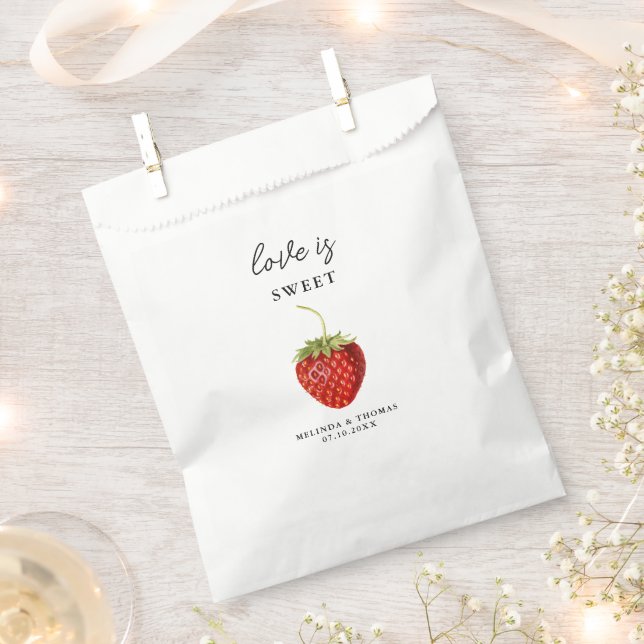 Love is Sweet Strawberry Wedding  Favour Bags (Clipped)