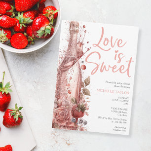 Love is Sweet Summer Champagne Strawberries Invitation