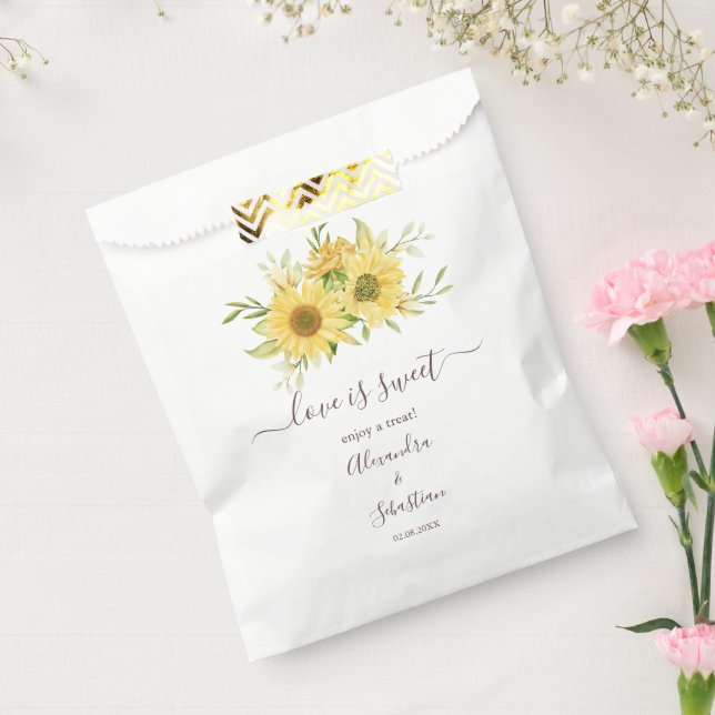 Love is Sweet Sunflower Wedding Sweet Treat  Favour Bags (Sealed)