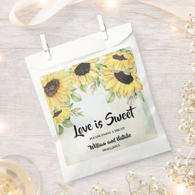 Love is Sweet Sunflowers Wedding Treat Favour Bags (Clipped)