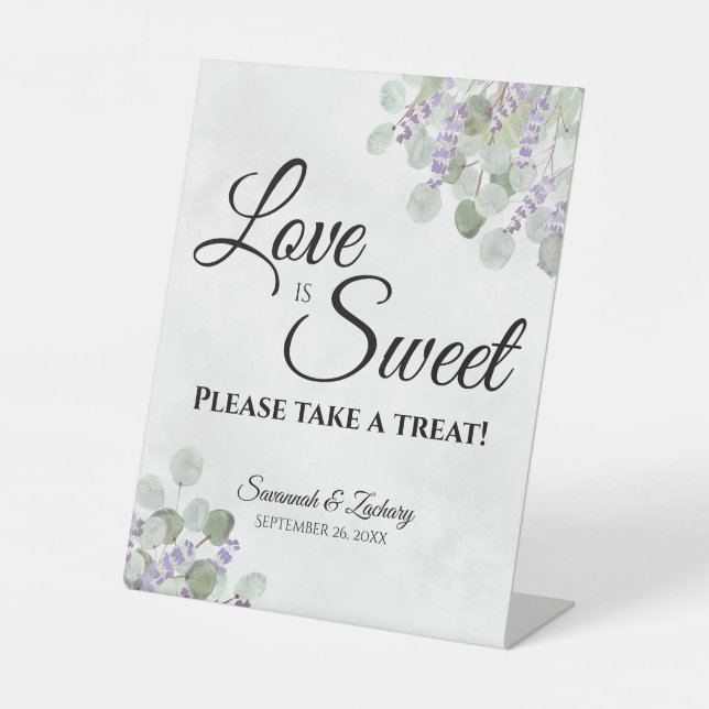 Love is Sweet Take a Treat Eucalyptus & Lavender Pedestal Sign (Front)