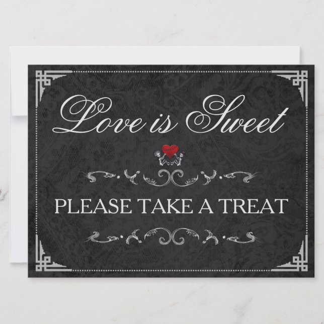 Love is Sweet Take a Treat Halloween Skeleton Sign (Front)