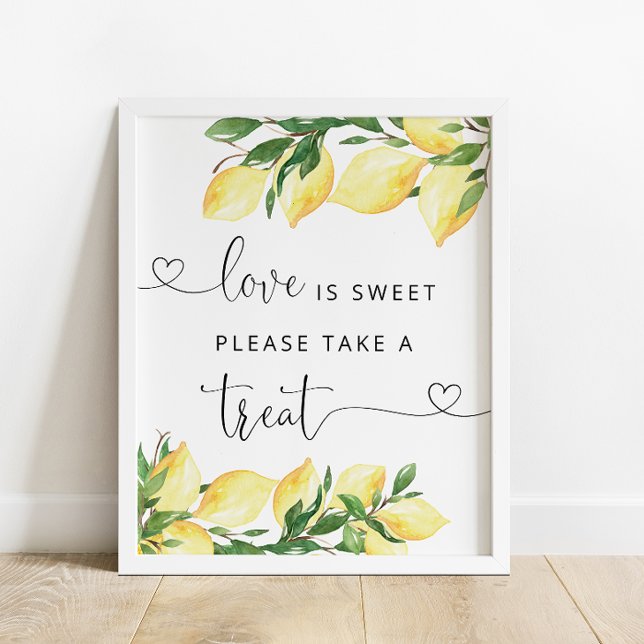 Love Is Sweet Take A Treat Lemon Bridal Shower Poster (Creator Uploaded)