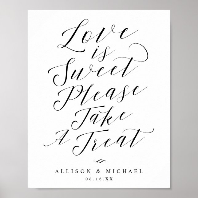 Love is Sweet Take a Treat Script Wedding Sign (Front)