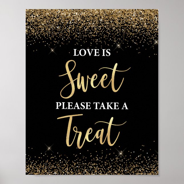 Love is Sweet Take a Treat Sign Black & Gold (Front)