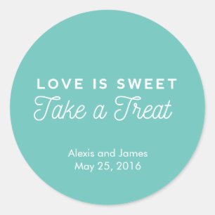 Love is sweet take a treat sticker
