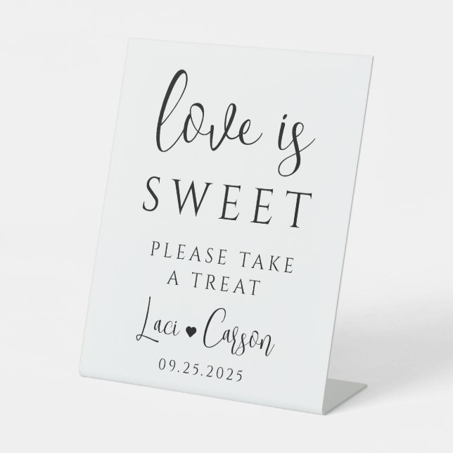 Love is Sweet Take A Treat Wedding Pedestal Sign (Front)