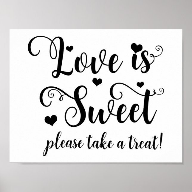 Love is Sweet Take a Treat Wedding Table Sign (Front)