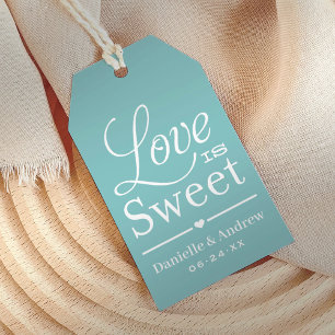 Love is Sweet Teal Script Wedding Favour Gift Tags