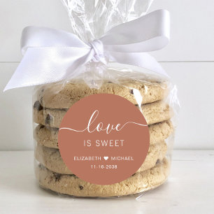 Love Is Sweet Terracotta Wedding Favour Classic Round Sticker