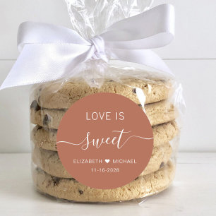 Love Is Sweet Terracotta Wedding Favour Classic Round Sticker