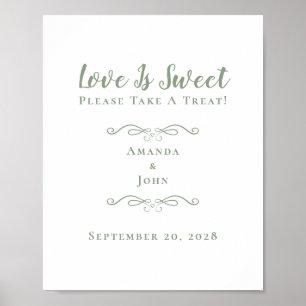 Love Is Sweet Treat Elegant Wedding Favor Green Poster