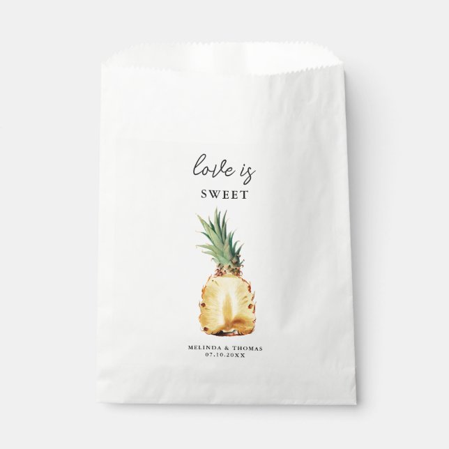 Love is Sweet Tropical Pineapple Wedding  Favour Bags (Front)