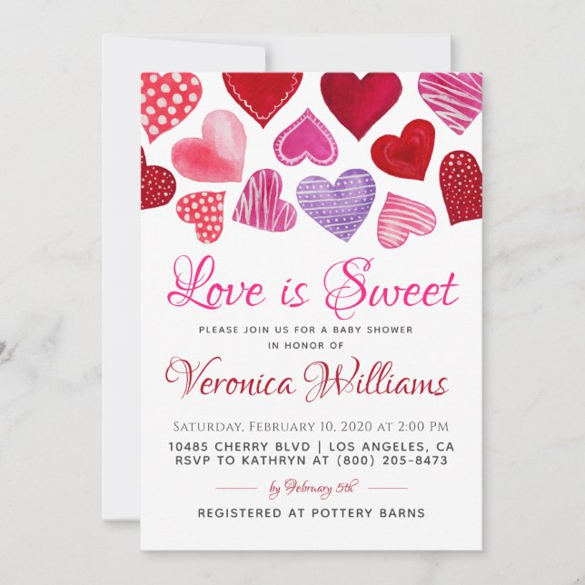 Love is Sweet Valentine’s Baby Shower Invitation (Front)