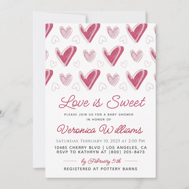 Love is Sweet Valentine’s Baby Shower Invitation (Front)