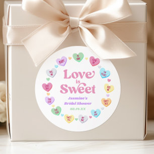 Love Is Sweet Valentine's Day Candy Bridal Shower Classic Round Sticker