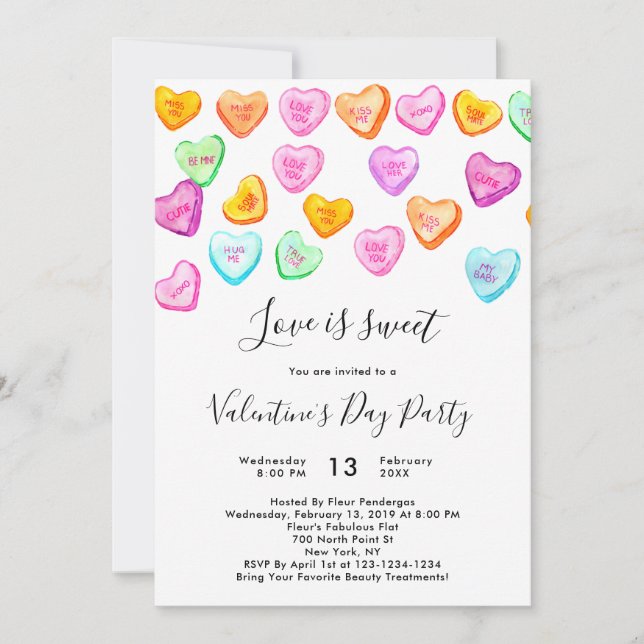 Love Is Sweet Valentine's Day Party Invitation (Front)