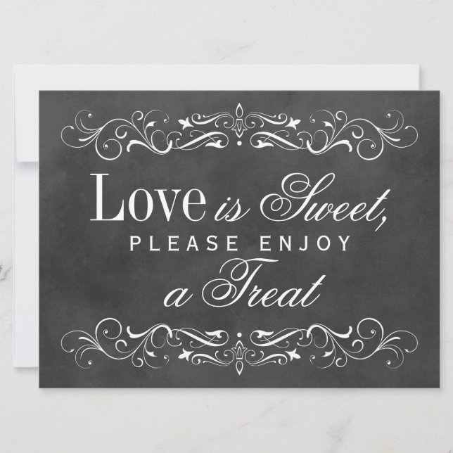 Love is Sweet Vintage Black Chalkboard Flourish Invitation (Front)