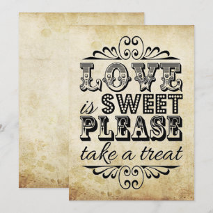 Love Is Sweet - Vintage Wedding Sign Invitation