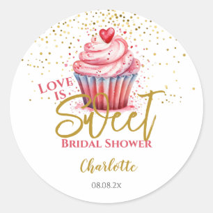 Love Is Sweet Wedding Bridal Shower Engagement Classic Round Sticker