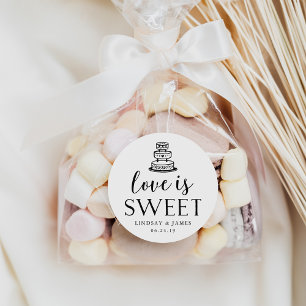 Love is Sweet Wedding Cake Classic Round Sticker