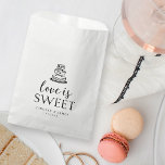 Love is Sweet | Wedding Cake Favour Bags<br><div class="desc">Treat your wedding guests to some sweets packed in these personalised favour bags. Design features a vintage style wedding cake illustration with "love is sweet" in calligraphy script and block typography. Customise these whimsical yet elegant black and white favour bags with your names and wedding date.</div>