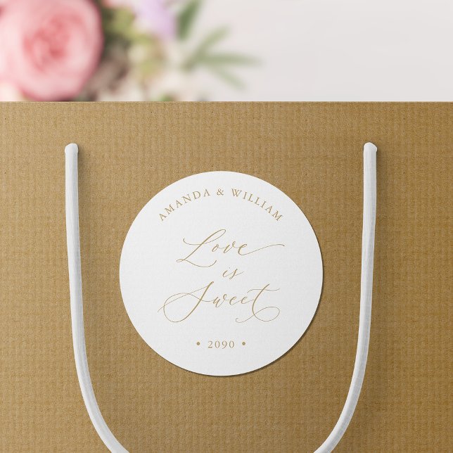 Love Is Sweet Wedding Classic Round Sticker (Creator Uploaded)