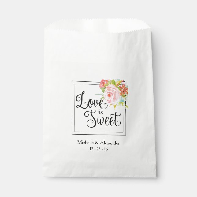 Love is Sweet - Wedding Favour Bag, Shower Treats Favour Bags (Front)