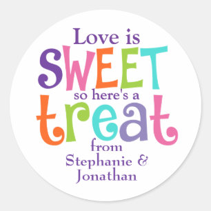 Love Is Sweet Wedding Favour Classic Round Sticker