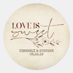 Love is Sweet Wedding Favour Classic Round Sticker