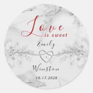Love is Sweet Wedding Favour Classic Round Sticker