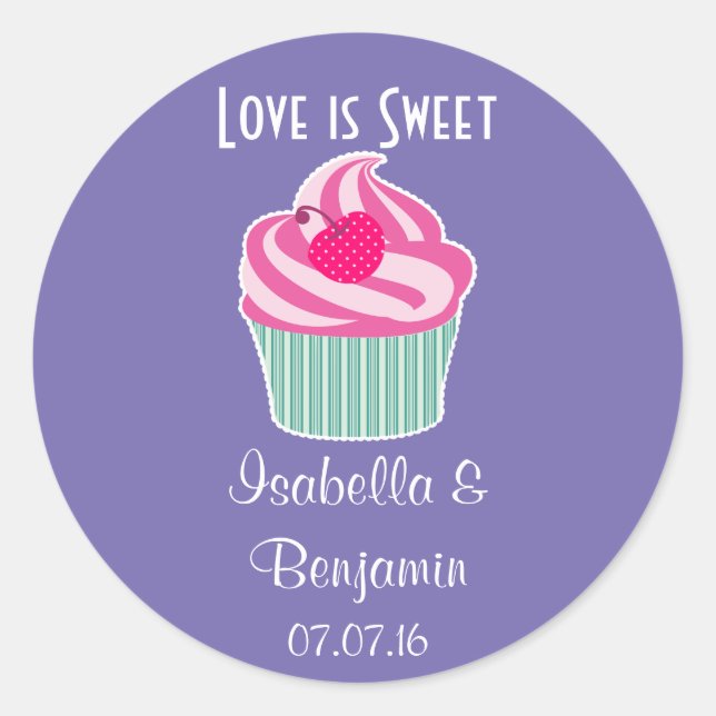 Love is sweet. Wedding Favour. Classic Round Sticker (Front)