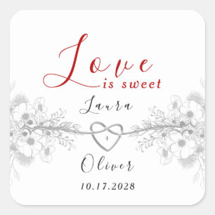 Love is Sweet Wedding Favour Square Sticker