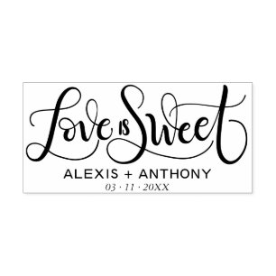 Love is sweet - wedding favour stamp personalised