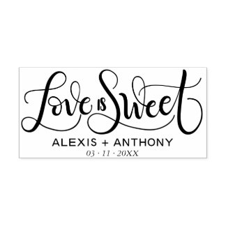 Love is sweet - wedding favour stamp personalised