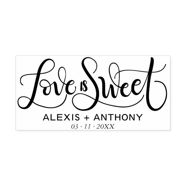 Love is sweet - wedding favour stamp personalised (Imprint)
