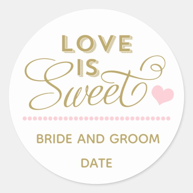 LOVE IS SWEET wedding favour sticker (Front)