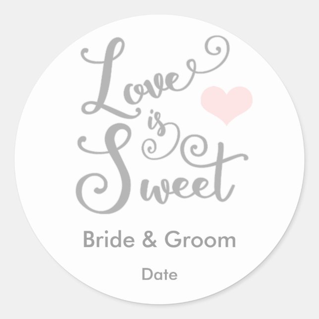Love is Sweet Wedding Favour Sticker (Front)