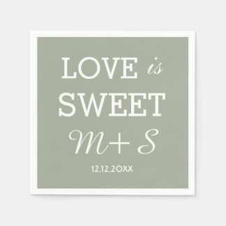 Love Is Sweet Wedding Napkins Monogram