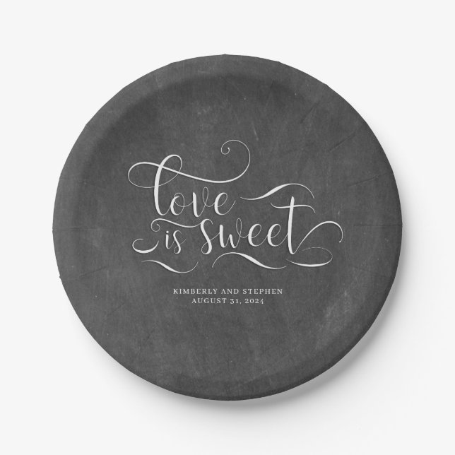 Love is Sweet Wedding Reception Paper Plate (Front)