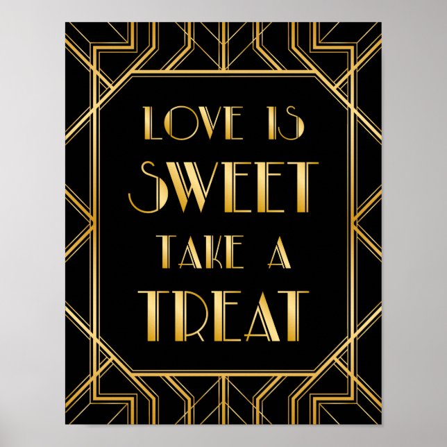 Love is Sweet Wedding Sign | Gatsby Art Deco (Front)