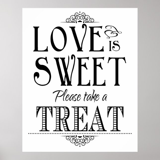 Love is sweet  wedding sign poster (Front)