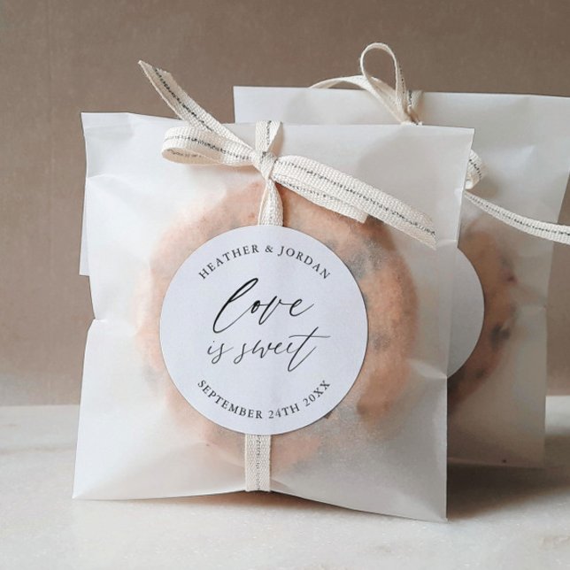 Love Is Sweet Wedding Sweets Favour  Classic Round Sticker (Creator Uploaded)